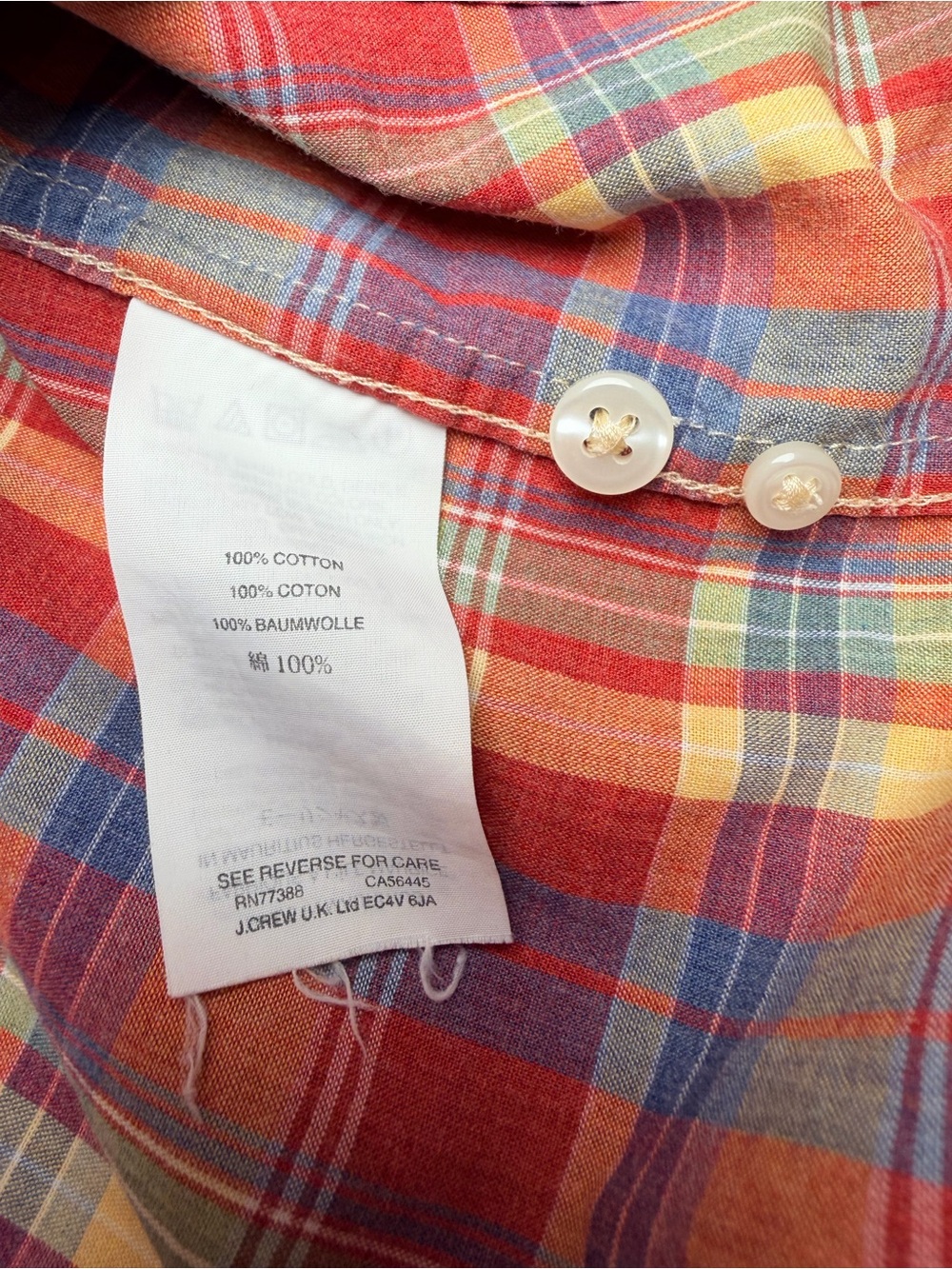 J.Crew Men’s Medium Classic Fit Plaid Shirt 100% Cotton Button Down - Picture 6 of 8